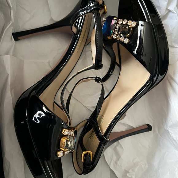 Prada Women's Shoes/CALZATURE DONNA-Vernice Jewels/size: 37.5/Blsck - Picture 10 of 11
